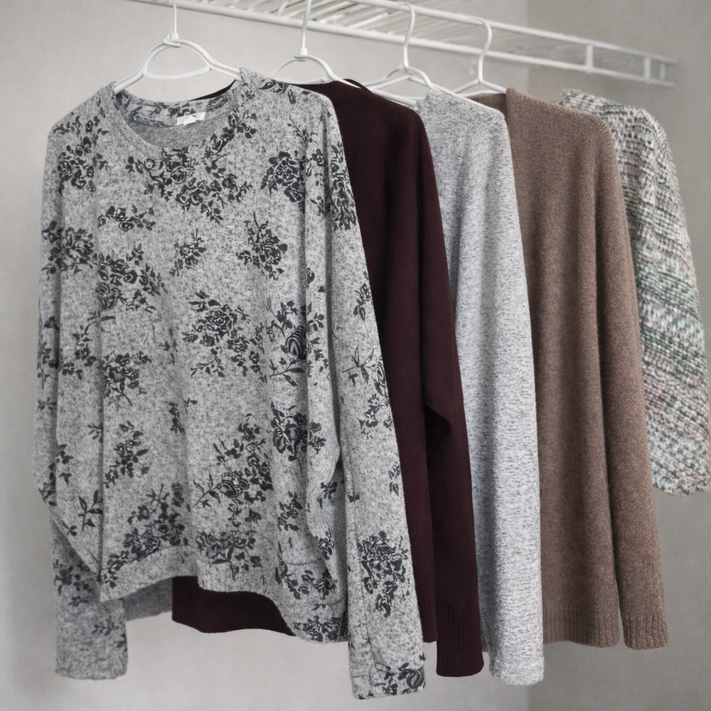 Women’s 4-Piece Neutral Sweater Bundle | Soft Knits & Layering Staples | Size S